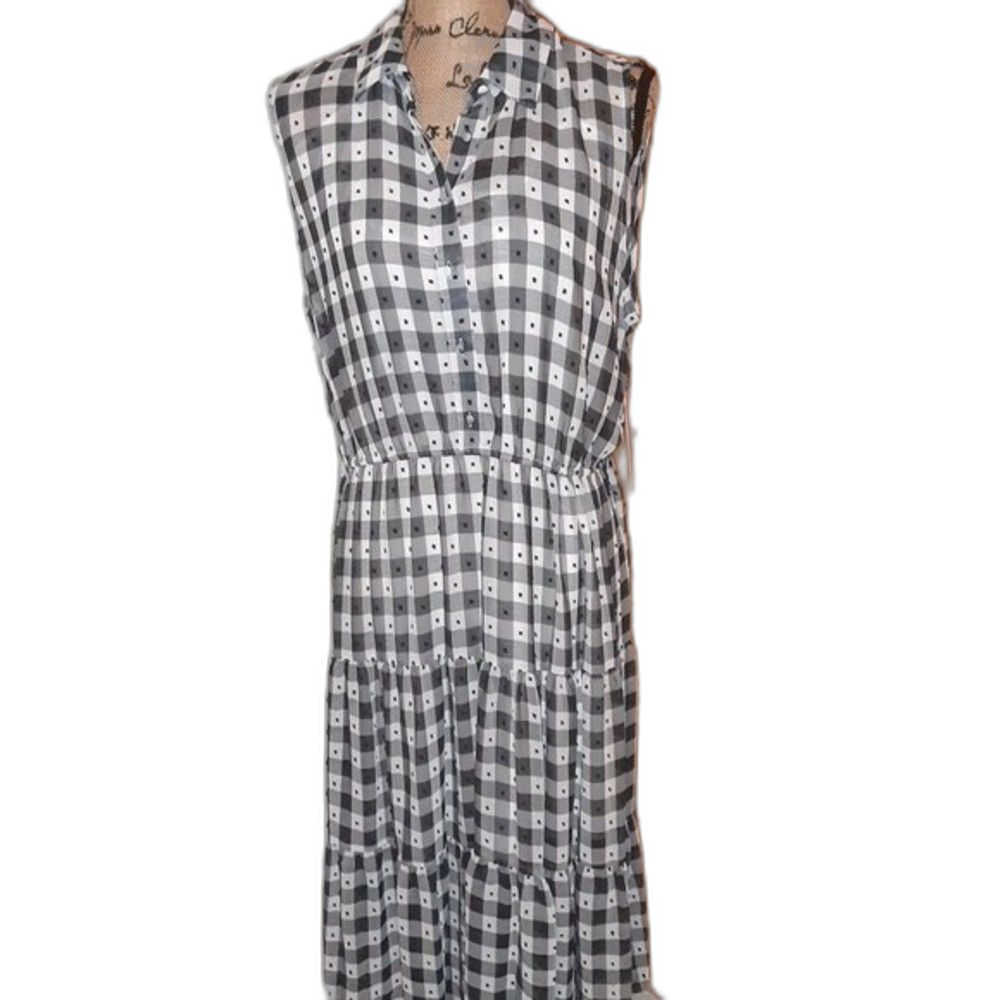 Nanette Lepore Size 10 Lepore Gingham Dobby Tiered Shirt Dress NWT